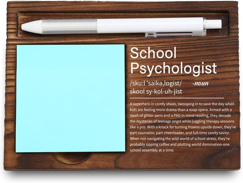 VYNWPDFLI School Psychologist Gift – Motivational Desk Organizer, Funny Educator Appreciation, Engraved Wooden Sticky Note Holder,LQQ73 - Image 1
